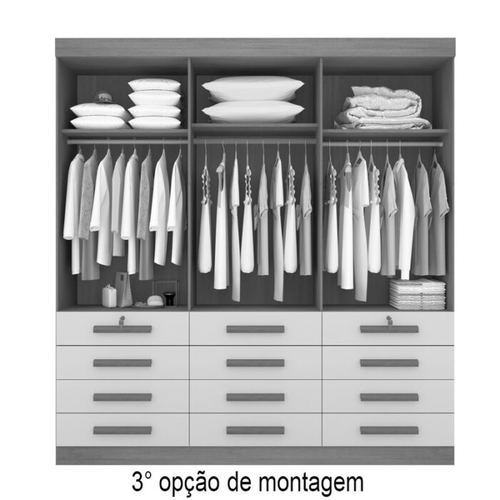 Guarda-Roupa Casal Mônaco 6 Portas 12 Gavetas Cinamomo Larg. 2.40m D Doro - Imagem 4