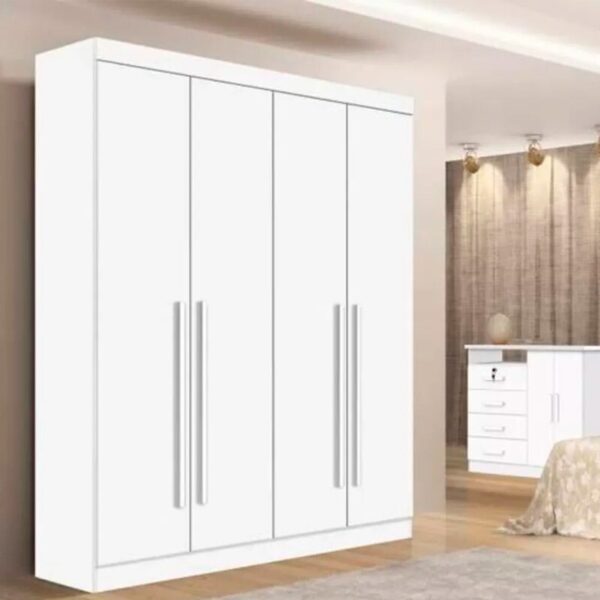 Roupeiro Solteiro Da Vinci Plus Branco 4 Portas 3 Gavetas 100% MDF Larg. 1.85m - D Doro