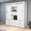 Roupeiro Anjos Branco 3 Portas 9 Gavetas C/ 1 Espelho Larg. 1.91m - Carioca Móveis