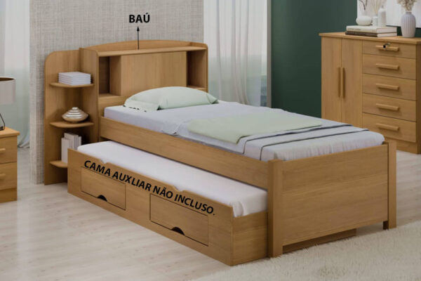 Cama Solteiro Milênio Cinamomo Cabeceira C/ Baú Larg. 1.30m - D Doro