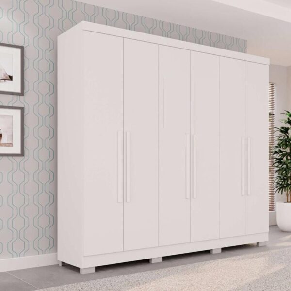 Roupeiro Casal Recife Branco 6 Portas C/Pés Larg. 1.80m - Sallêto