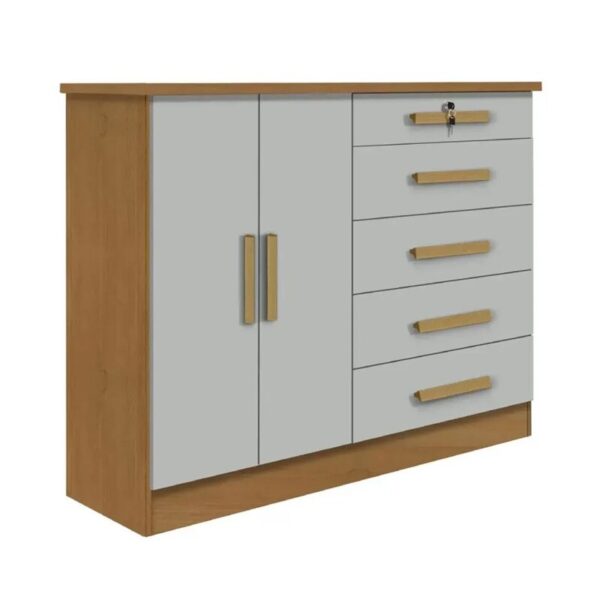 Cômoda New Athos Cinamomo/Off 5 Gavetas e Sapateira Larg. 1.36m - D Doro