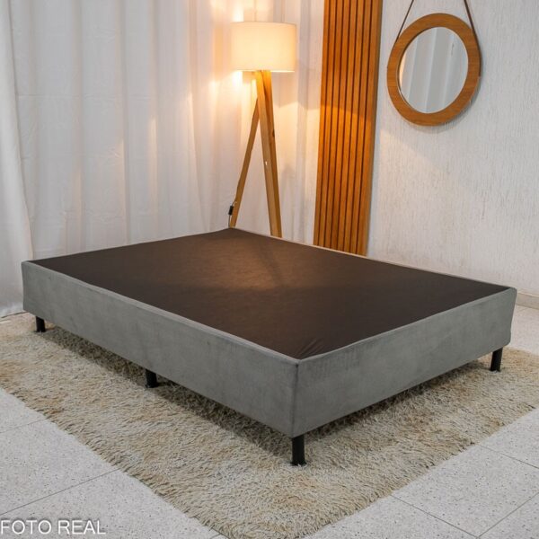 Box Casal Sued Cinza 138x188x37 - Nosso Sonho
