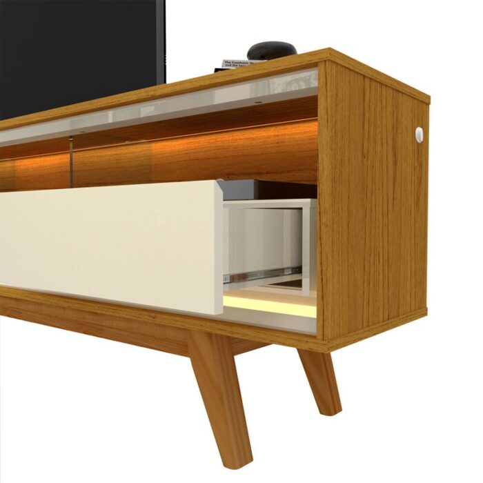Rack Requinte Naturale/off C/ Led 100% MDF TV até 75 Polegadas Larg. 2.12m - Gelius - Imagem 4