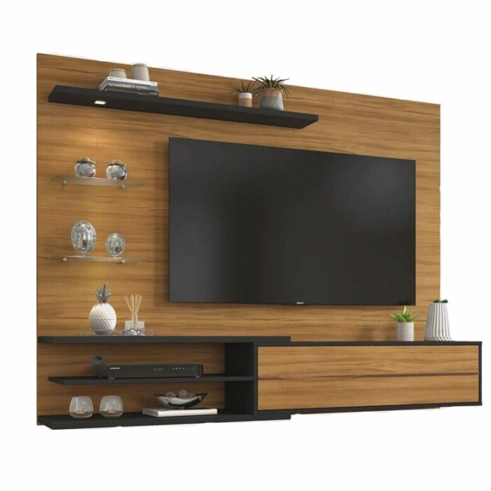 Painel NT 1115 Freijó/Preto C/ Led TV até 60 Polegadas Larg. 1.80m - Notável - Imagem 2