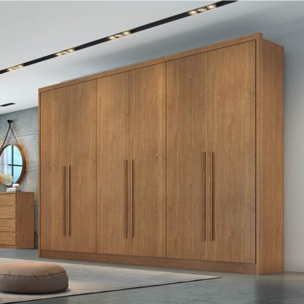 Roupeiro Casal Robust Plus Cumaru 6 Portas 8 Gavetas 100% MDF Larg. 2.76m - Novo Horizonte