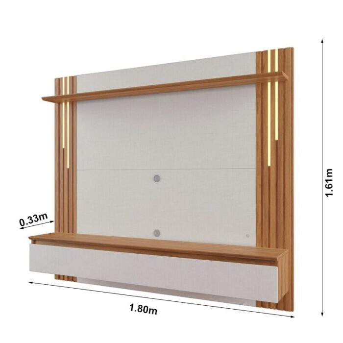 Painel NT 1345 Ripado TV até 65 Polegadas Larg. 1.80m Off/Freijó Notável - Imagem 5