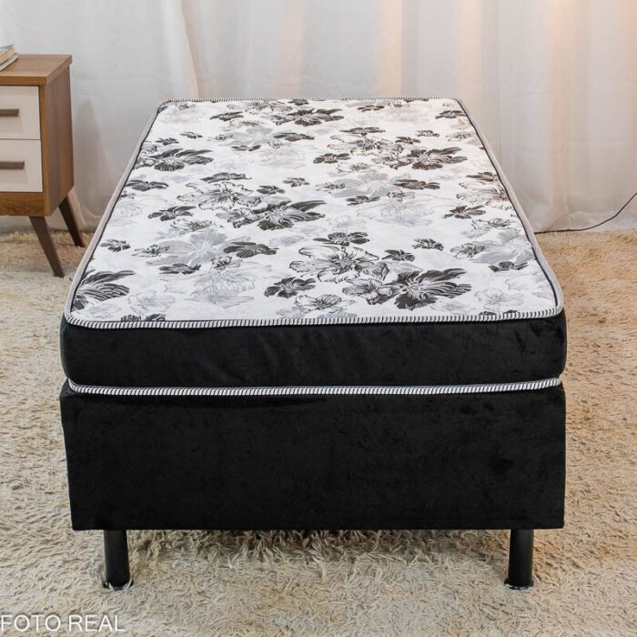 Box Solt. Sued Preto Nosso Sonho + Colchão Solt. Santé 100% Espuma D33 88x188x51 Nosso Sonho - Imagem 2