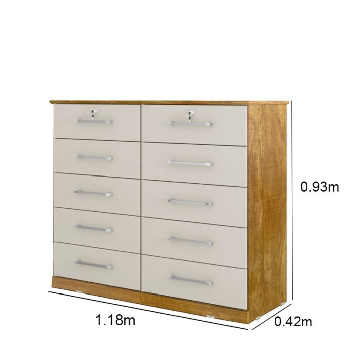 Cômoda Vane 006 Cinamomo/Off 10 Gavetas Larg. 1.18m - JL Móveis - Imagem 2