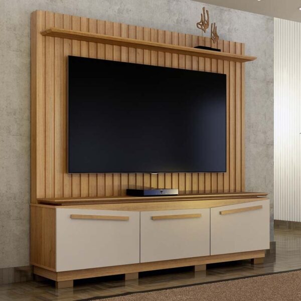 Home Montreal Cinamomo/Off Painel Ripado TV até 75 Polegadas Larg. 1.74m - Valdemoveis