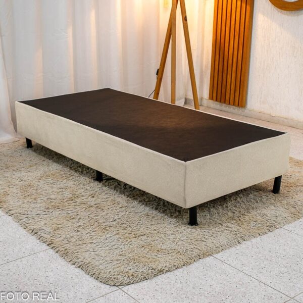 Box Solteiro Sued Bege 88x188x37 - Nosso Sonho