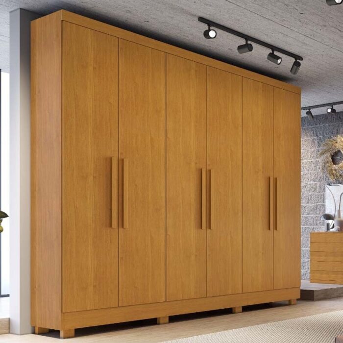 Guarda-Roupa Casal Sergipe Larg. 1.80m 6 Portas Nature Com Pés Bianchi
