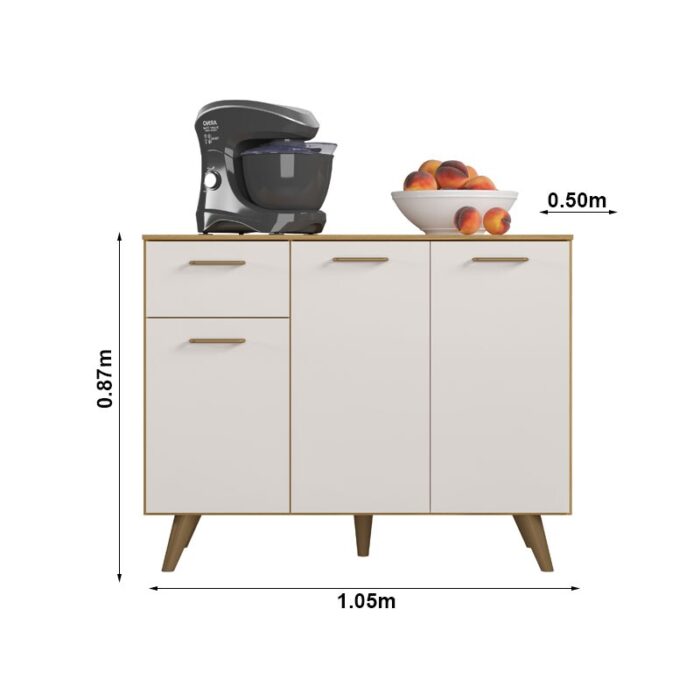 Balcão Cozinha Olinda Larg. 1.05m Freijó/Off Poliman - Imagem 3