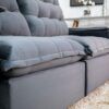 Sofá Retrátil Reclinável Atenas 2.10m Veludo Cinza 814 - D33 e Molas Ensacadas