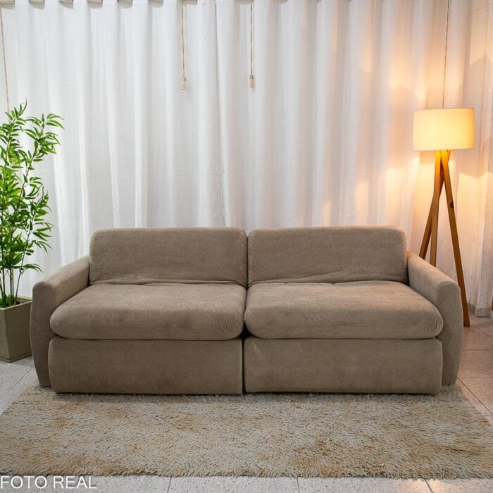 Sofá Retrátil e Cama Amaranto 2.30m Veludo Plush Bege - Sem Caixa - Imagem 8