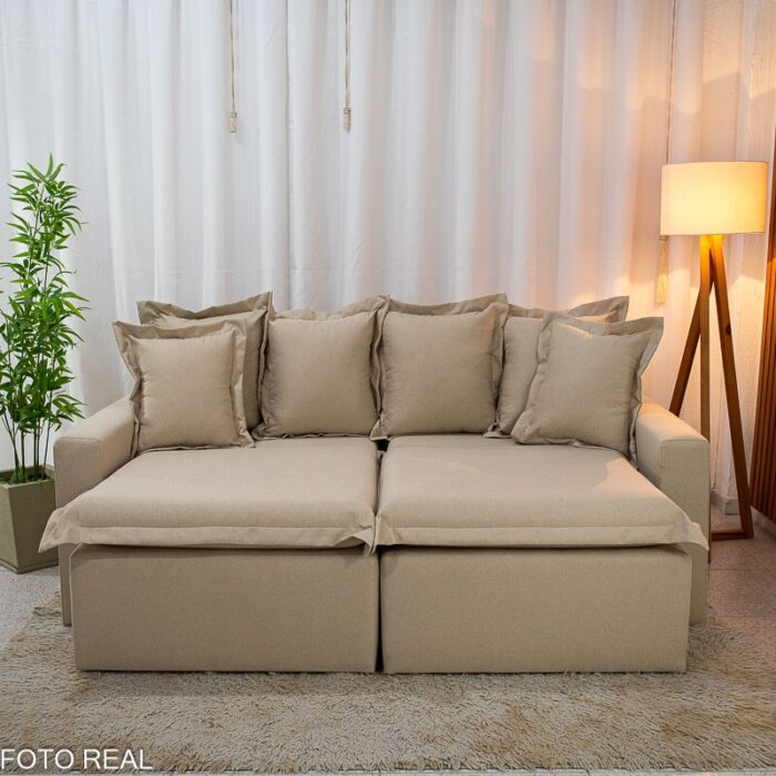 Sofá Retrátil e Cama Torino 2.10m Linho Bege 505 - Sem Caixa - Imagem 5