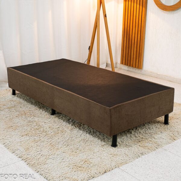 Box Solteiro Sued Marrom 88x188x37 - Nosso Sonho