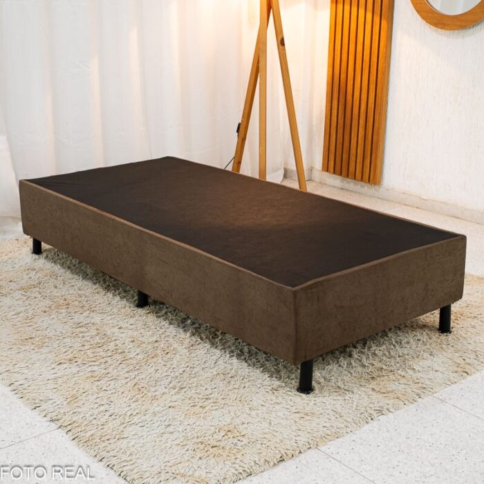 Box Solteiro Sued Marrom 88x188x37 - Nosso Sonho