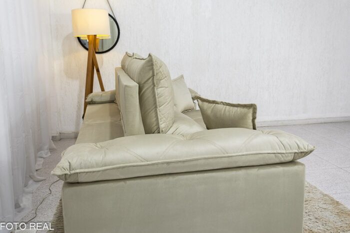 Sofá Retrátil Reclinável Magnum 2.30m Veludo Bege 818 - Molas Ensacadas - Imagem 8