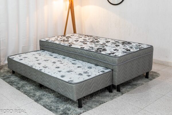Cama Box Conjugado Solteiro Dackar C/ Cama auxiliar Cinza 88x188x58 - Orthoside