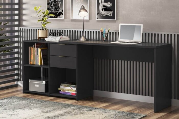 Mesa Office NT 2060 Preto 2 Gavetas Larg. 2.00m - Notável