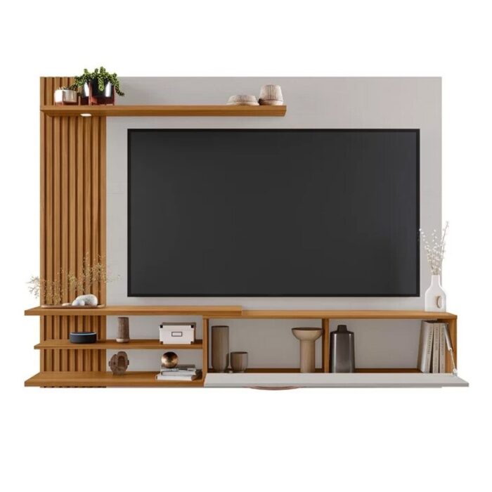 Painel NT 1355 Ripado TV até 65 Polegadas Larg. 1.82m  Off/Freijó Notável - Imagem 2