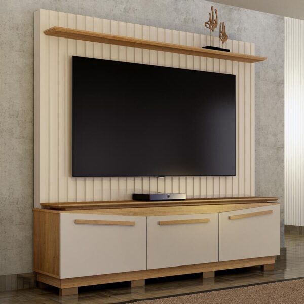 Home Montreal Off/Cinamomo Painel Ripado TV até 75 Polegadas Larg. 1.74m - Valdemoveis