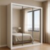 Guarda-Roupa Veneza Premium Larg. 1.88m 3 Portas C/ 3 Espelho 4 Gavetas Branco Carioca