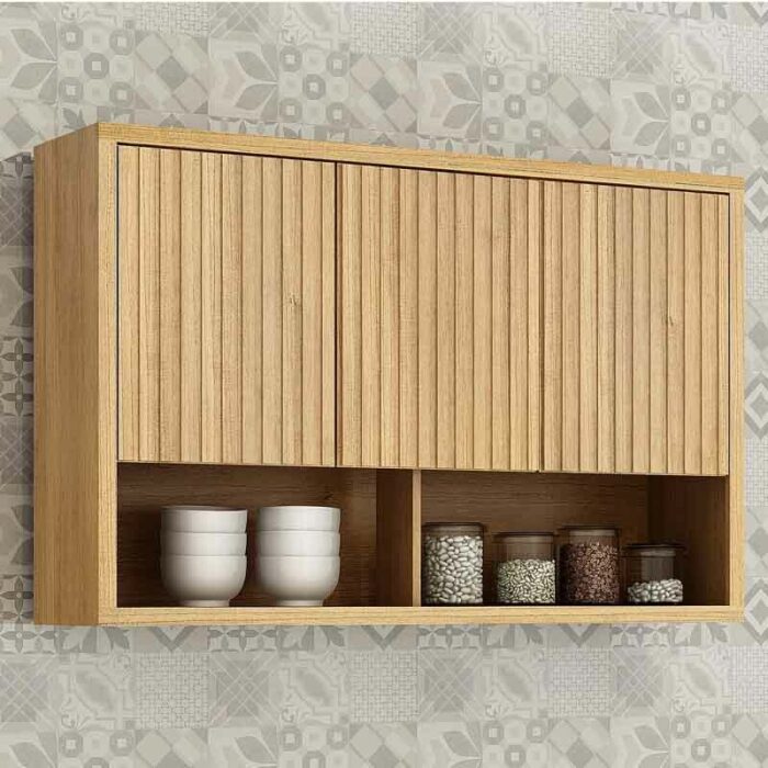 Cozinha Torino 3 Peças Paneleiro + Balcão + Aéreo Cinamomo/Off - Valdemoveis - Imagem 8
