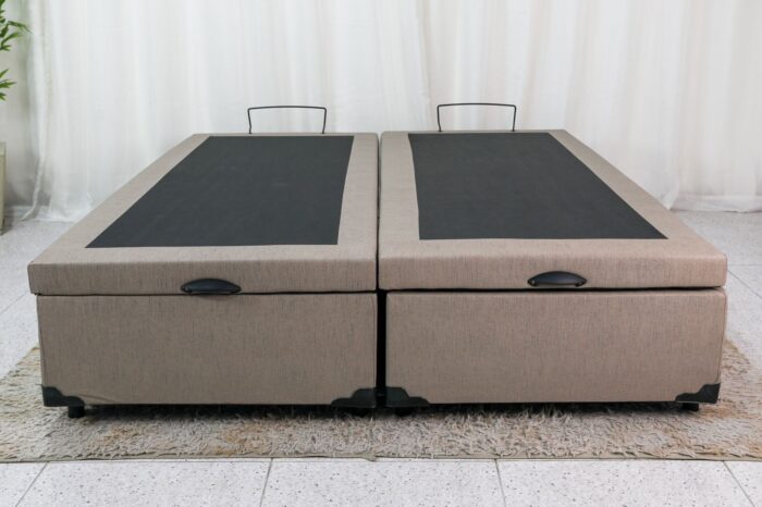 Base Box Baú Queen Bipartido Eli 158x198x42 Korino Bege Blindado Nature - Imagem 4