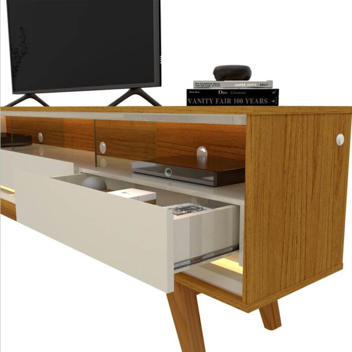 Rack Requinte Naturale/off C/ Led 100% MDF TV até 75 Polegadas Larg. 2.12m - Gelius - Imagem 3