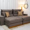 Sofá Retrátil Reclinável Gran Bello 2.50m Veludo Marrom 19 - D33 e Molas Ensacadas Pocket