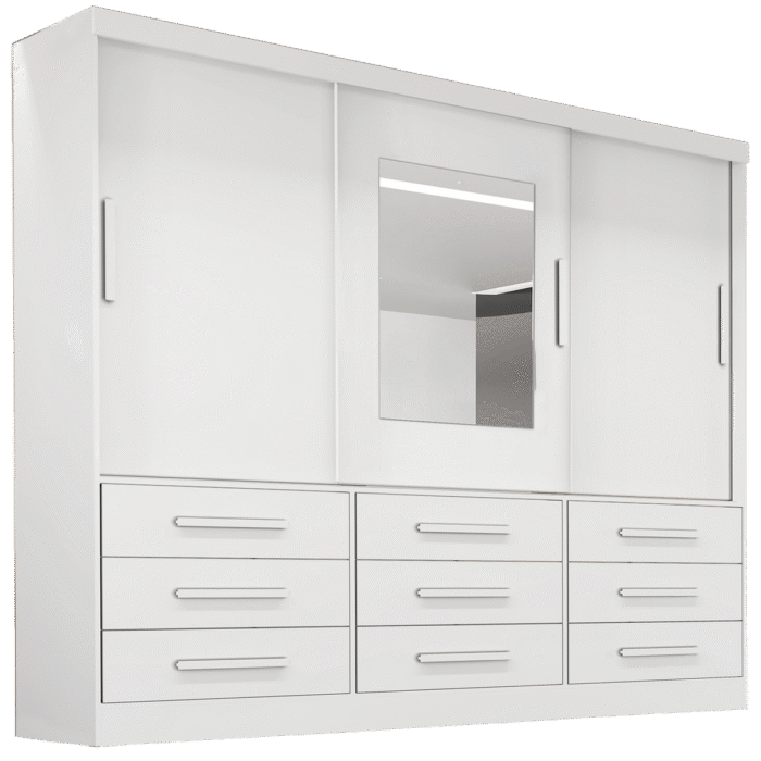 Guarda-Roupa 3 Portas(Sem Pés)Athenas 1,80 m Branco  - BIANCHI - Imagem 3