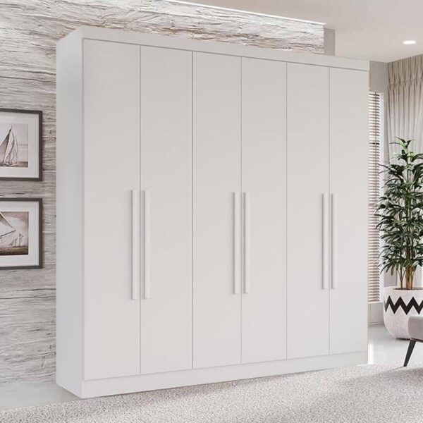Roupeiro Casal Recife Branco 6 Portas Larg. 1.80m - Sallêto
