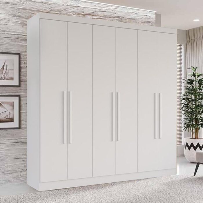 Roupeiro Casal Recife Branco 6 Portas Larg. 1.80m - Sallêto