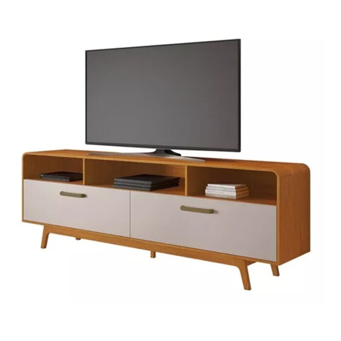Rack Bancada Cristal Candian Cinamomo/Off TV até 70 Polegadas Larg. 2.00m - JCM - Imagem 3