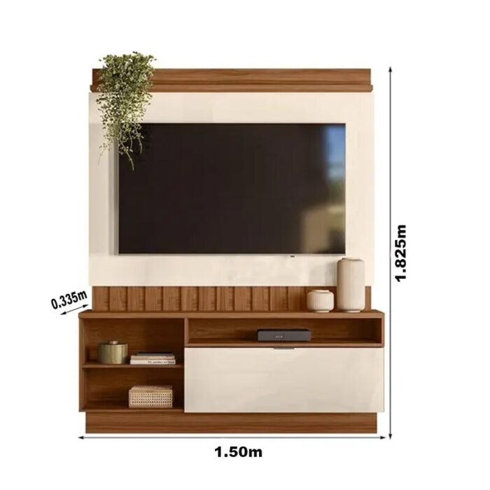 Home Diamantina com Detalhe Ripado Amêndoa- Off  larg. 1.50m TV até 60" - Mobler - Imagem 4