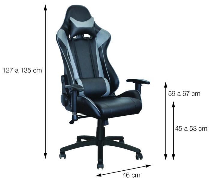 Cadeira Gamer Hawker Cinza/Preto - OR DESIGN - Imagem 6