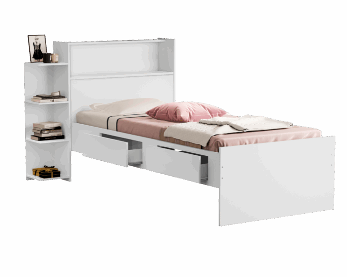 Cama Solteiro Baú Isa Branco - MADEC/VJ MÓVEIS - Imagem 2