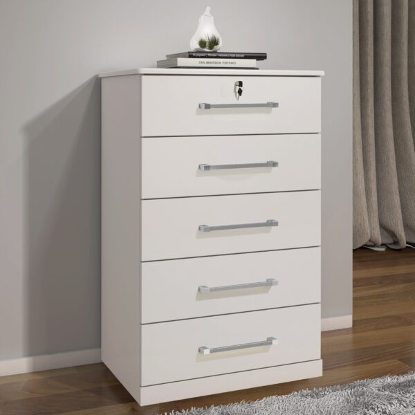 Cômoda 5 Gavetas JL 013 Branco – JL MÓVEIS