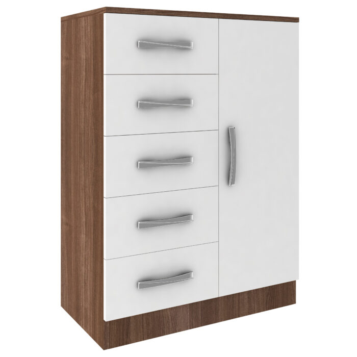 Cômoda 5 Gavetas com Sapateira Pop Lara CO65 Teka/Branco - FELLICCI - Imagem 2