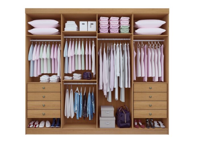 Guarda-Roupa 8 Portas Daymond  2,75 m Cinamono/Off White/Ripado - D'DORO MÓVEIS - Imagem 3