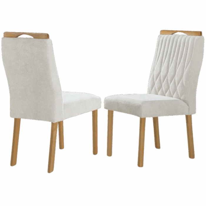 Kit 2 Cadeiras Gênova Mel/Veludo Bege Marfim – ART ASSENTOS - Imagem 2