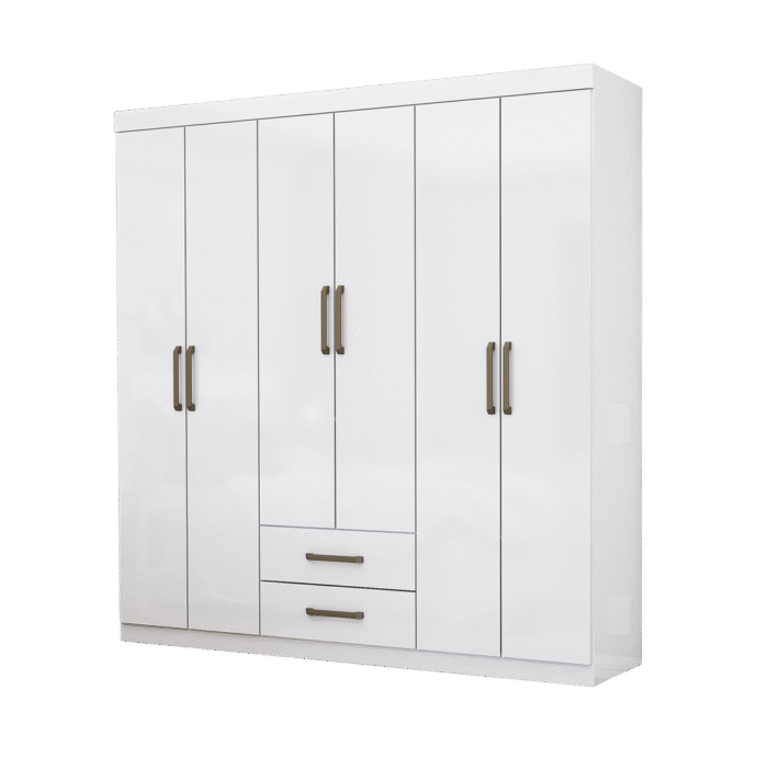 Guarda-Roupa 6 Portas(Sem Espelho/Sem Pés) Áries 1,53 m Branco – CARIOCA MÓVEIS - Imagem 2