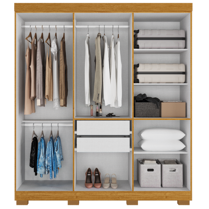 Guarda-Roupa 6 Portas Paolla 1,80 m Cinamono/Off White - ACP MÓVEIS - Imagem 3