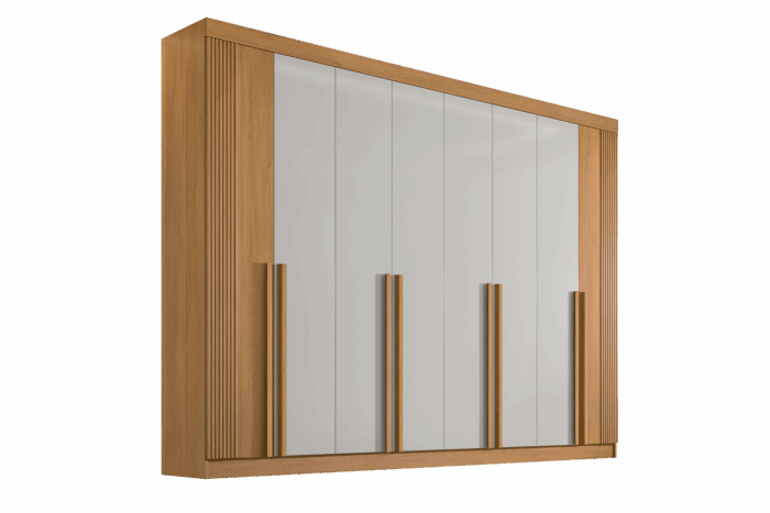 Guarda-Roupa 8 Portas Daymond  2,75 m Cinamono/Off White/Ripado - D'DORO MÓVEIS - Imagem 2