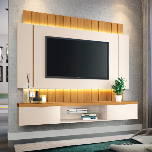 Home Suspenso até 55" Illusion 1.8 Off White/Cinamono – HB MÓVEIS
