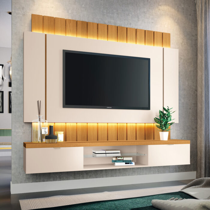 Home Suspenso até 55" Illusion 1.8 Off White/Cinamono – HB MÓVEIS
