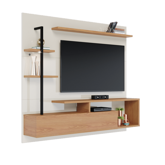 Home Suspenso até 58" Maragogi Off White/Freijó – COLIBRI - Imagem 3