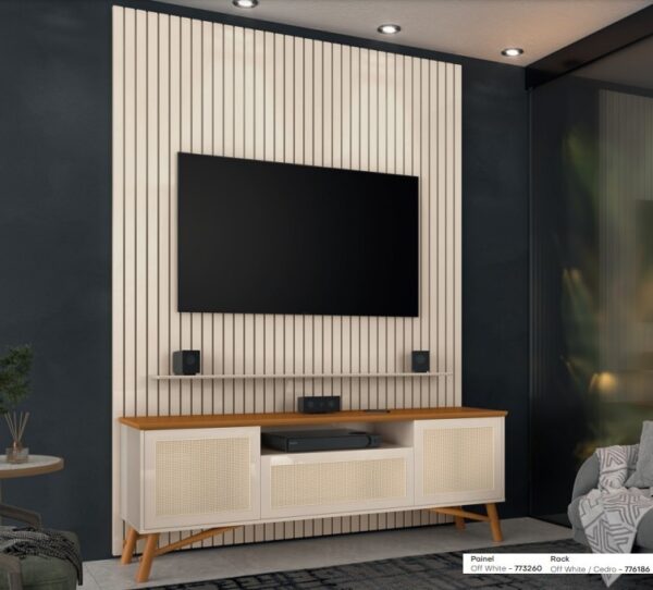 Painel Arbo + Rack Darín Off White - EDN MÓVEIS